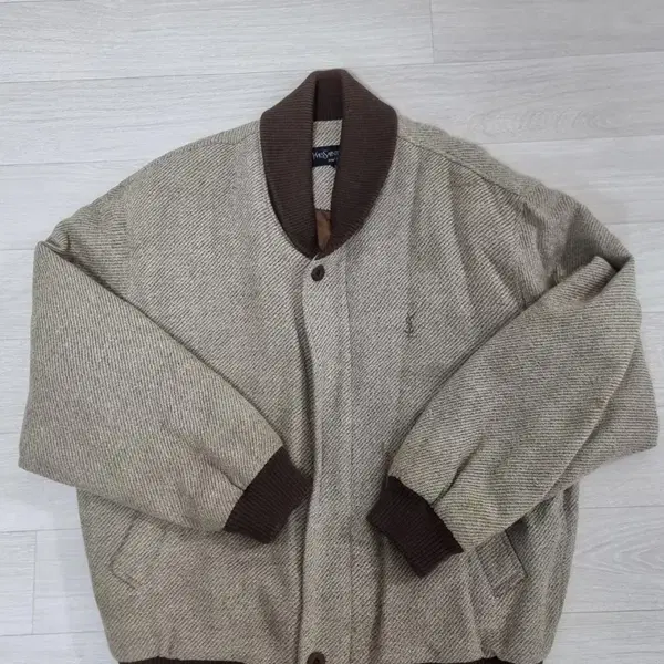입생로랑(Yves Saint Laurent) 앙고라/울 헤링본 아우터 블루종 자켓