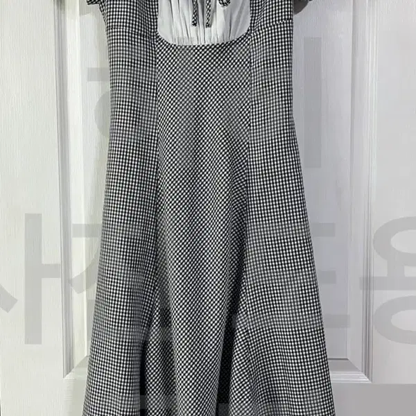일본 브랜드 An MILLE 안미르 바스트 주름 절개 원피스 깅엄 체크 FREE 일브 스나계 걸리계 일녀룩 리본 셔링 퍼프 끈 코르셋 롱 원피스 반팔 반소매 - 6번째 이미지