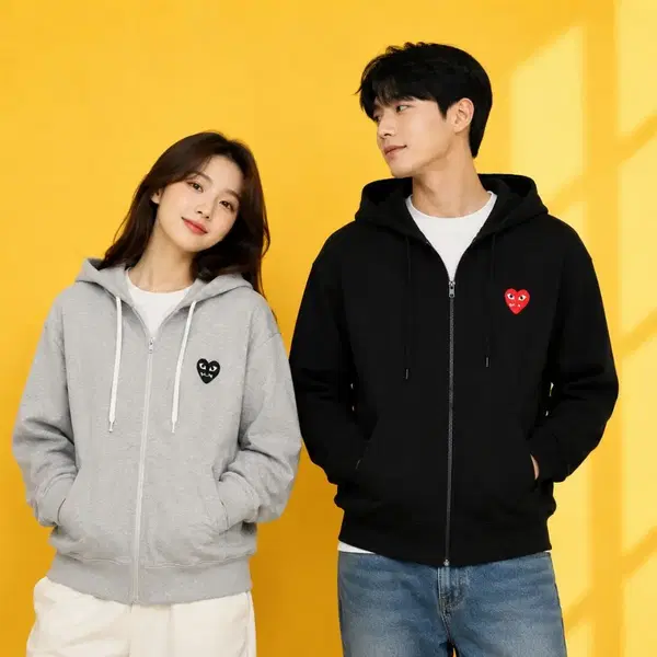 꼼데가르송 플레이 그레이 후드집업 - 2번째 이미지