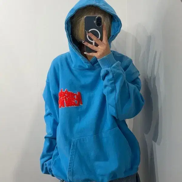 2 아크메드라비 부클 자수 로고 박시 후디