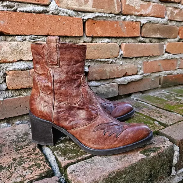 Italy Leather 웨스턴 앵클부츠힐 - 7번째 이미지