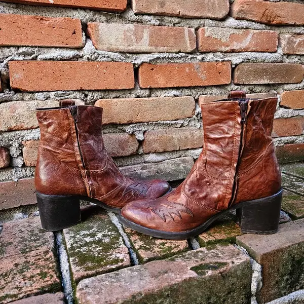 Italy Leather 웨스턴 앵클부츠힐 - 8번째 이미지