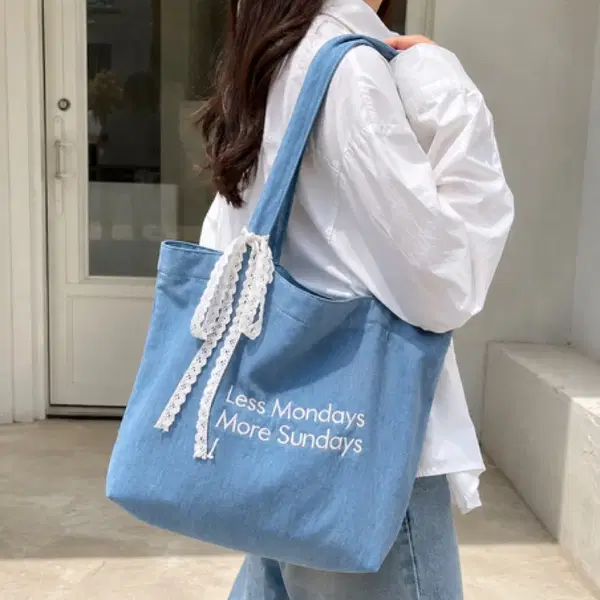 연청 데님 에코백