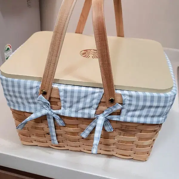 대만 스타벅스 라탄 피크닉 바구니 캐리어