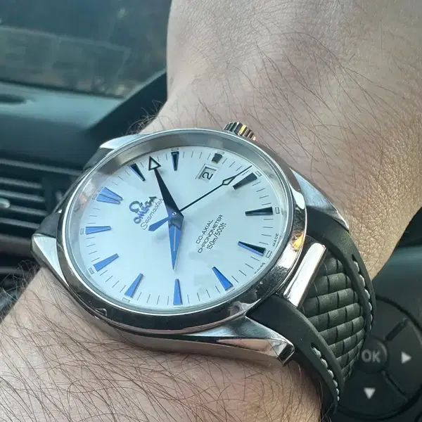 오메가 아쿠아테라 38mm 용 정품 블랙 러버밴드 러버스트랩 세트 - 5번째 이미지