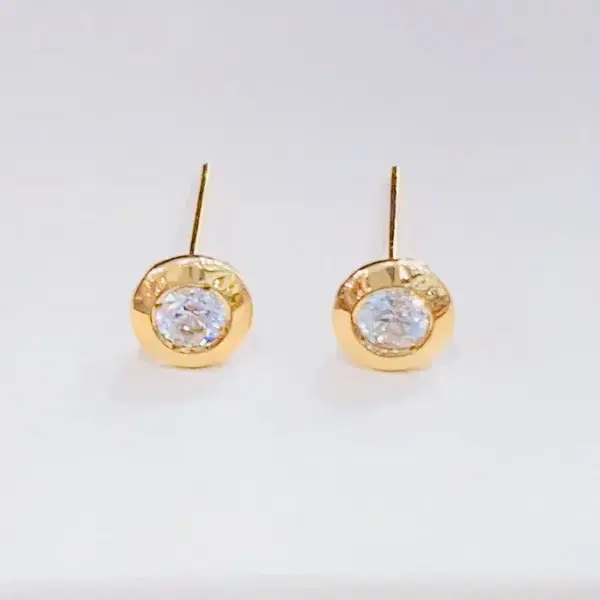14K 옐로우골드 큐빅 포인트 귀걸이