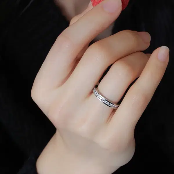 (11호) 전체실버 925 베첼 테니스 밴드 가드링 큐빅 반지 - 3번째 이미지