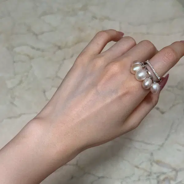 18k 진주 다이아 반지 - 3번째 이미지