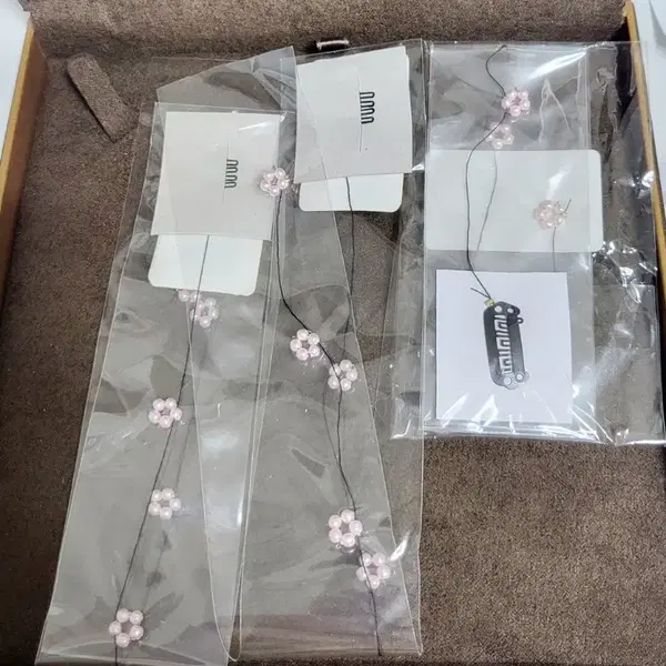 플라워 진주 실 장식 헤어핀 3피스 묶음