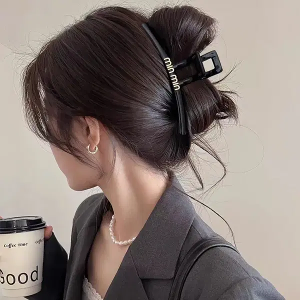 1+1 대형 이니셜 일자 집게핀 올림머리 헤어 집계핀 13cm
