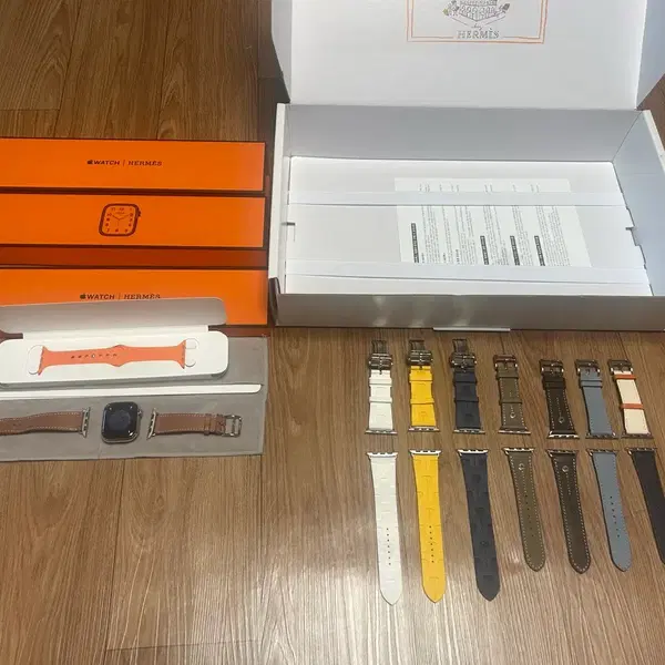 애플워치 에르메스 시리즈 8 41mm 실버+정품가죽/스포츠밴드+밴드7종 - 2번째 이미지