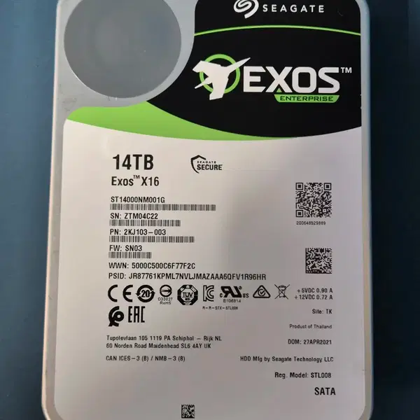 시게이트 EXOS X16 14TB 14테라 HDD SATA