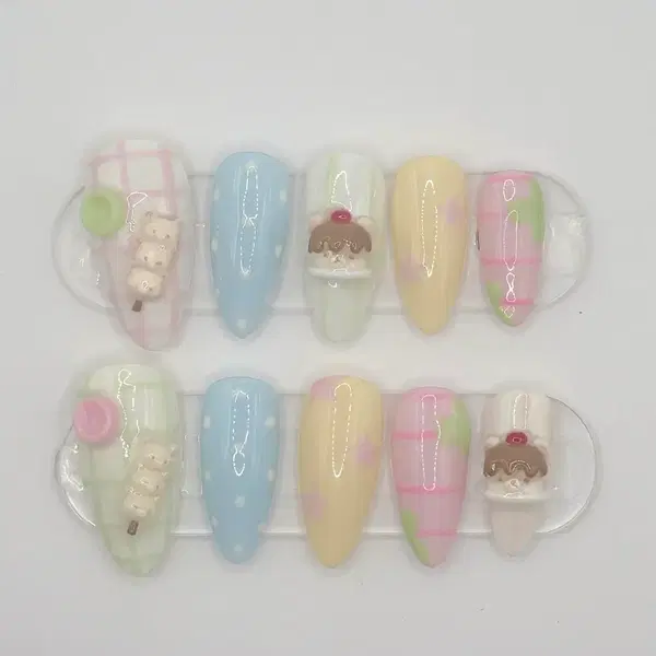 코리락쿠마 당고 푸딩 네일팁 xs/s/m/l 주문제작 수제 - 2번째 이미지