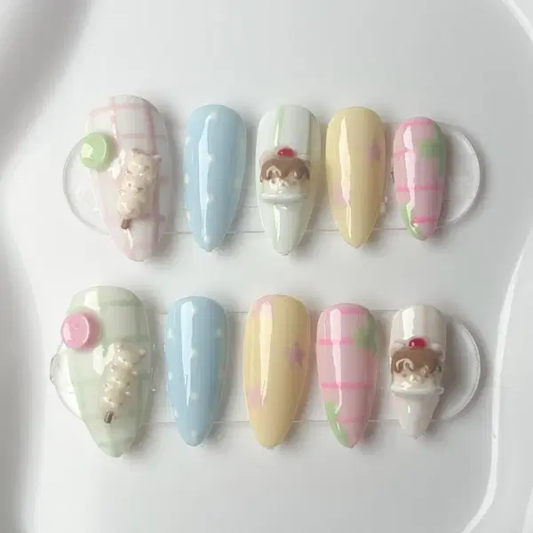 코리락쿠마 당고 푸딩 네일팁 xs/s/m/l 주문제작 수제