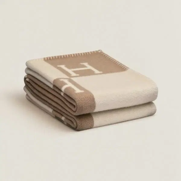 에르메스 아발론 베이비 플래드 블랭킷 누와젯 모옌 블랑 H102704M - 2번째 이미지