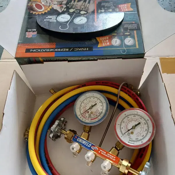 유니웰드 3구 알루미늄 매니폴드 냉매게이지 R12/R22/R502 - 2번째 이미지