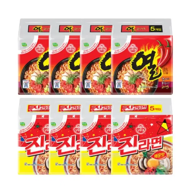 오뚜기 진라면 매운맛 20개 + 열라면 20개