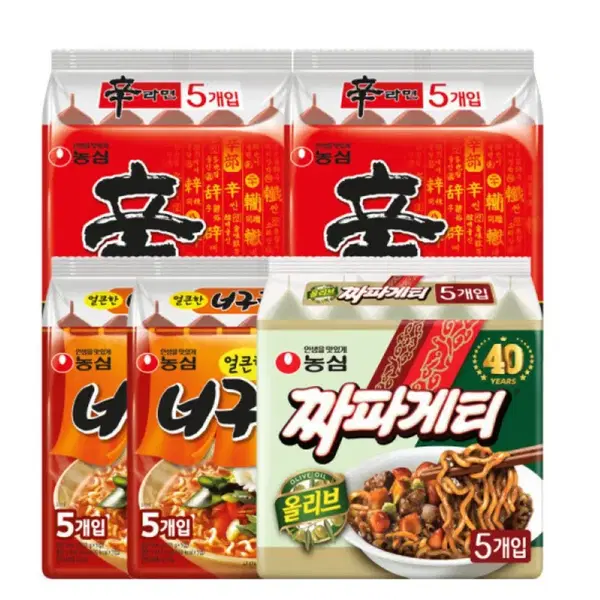 농심 라면 25개 (신라면 10입+너구리 10입+짜파게티 5입)